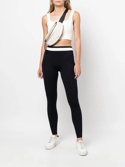 Contrast-Stripe Knitted Leggings