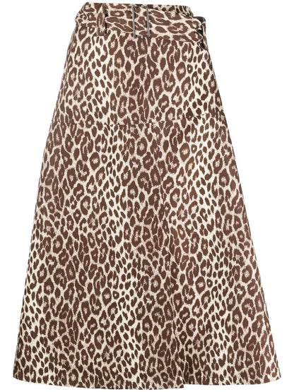 Leopard-Print Midi Skirt