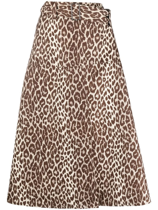 Leopard-Print Midi Skirt