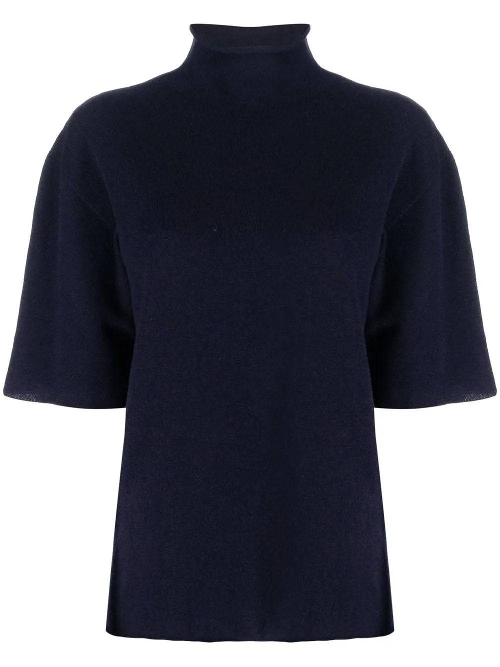 Short-Sleeved Roll-Neck Knitted Top