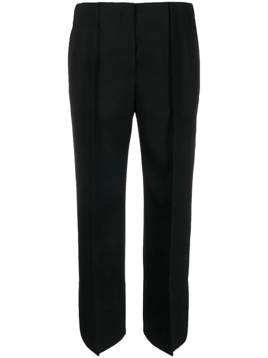 Cropped Wool Wide-Leg Trousers