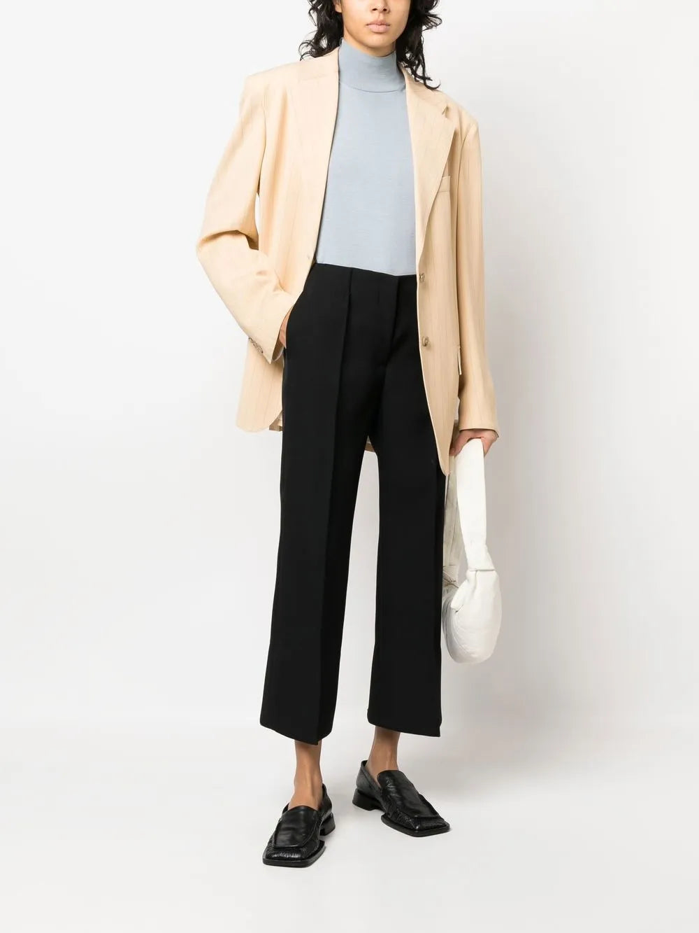 Cropped Wool Wide-Leg Trousers