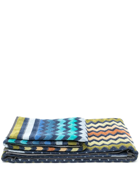 Zigzag-Print Cotton Bath Towels
