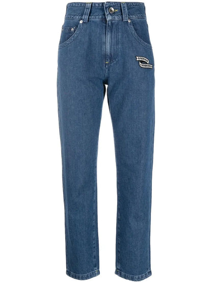 Embroidered Logo-Patch Cigarette Jeans