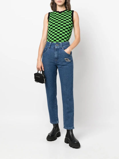 Embroidered Logo-Patch Cigarette Jeans