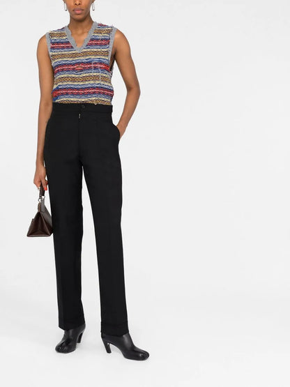 Herringbone-Pattern Wool Trousers