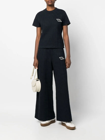 Embroidered Logo Cable-Knit T-Shirt