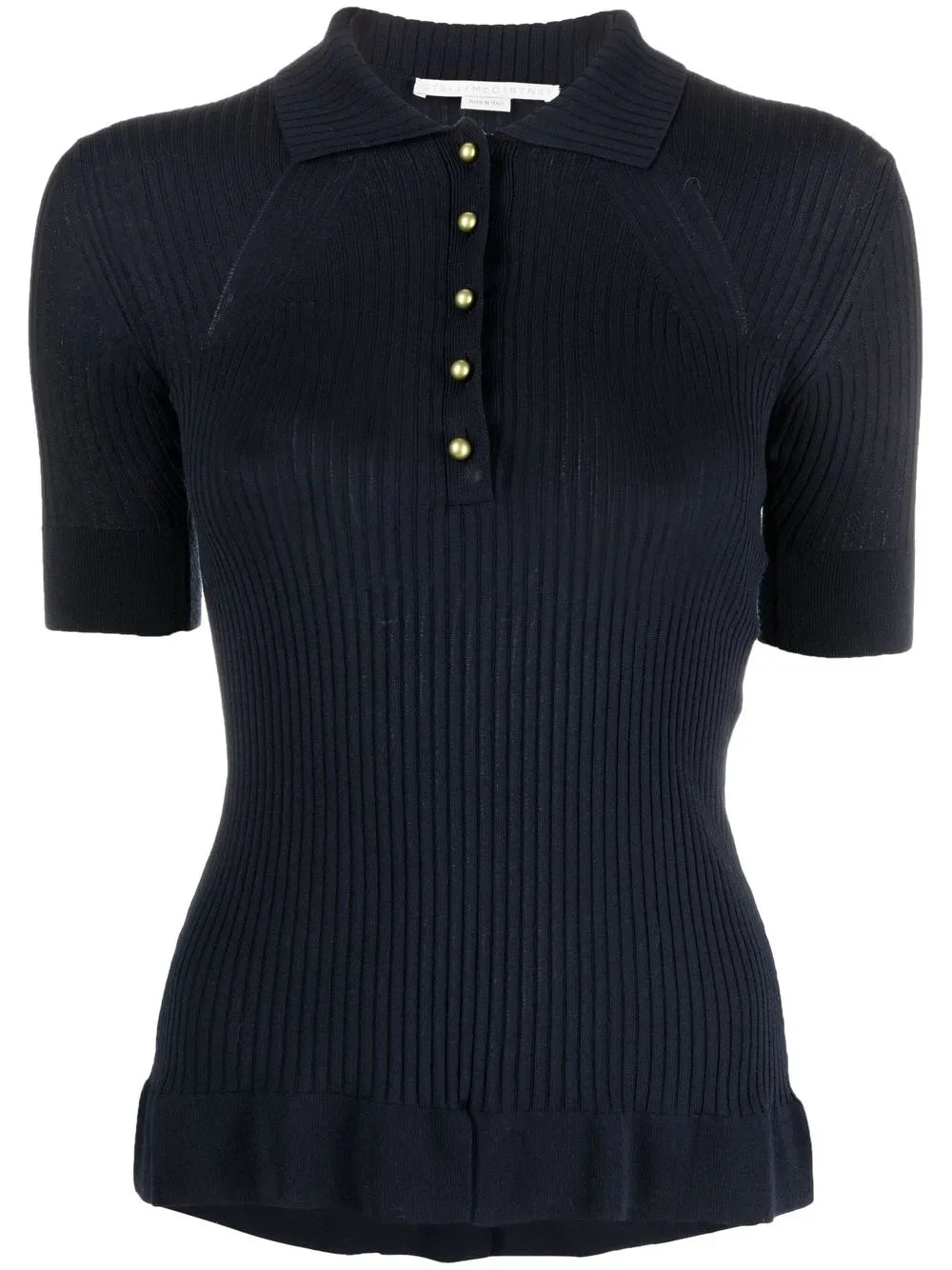 Ribbed-Knit Polo Top