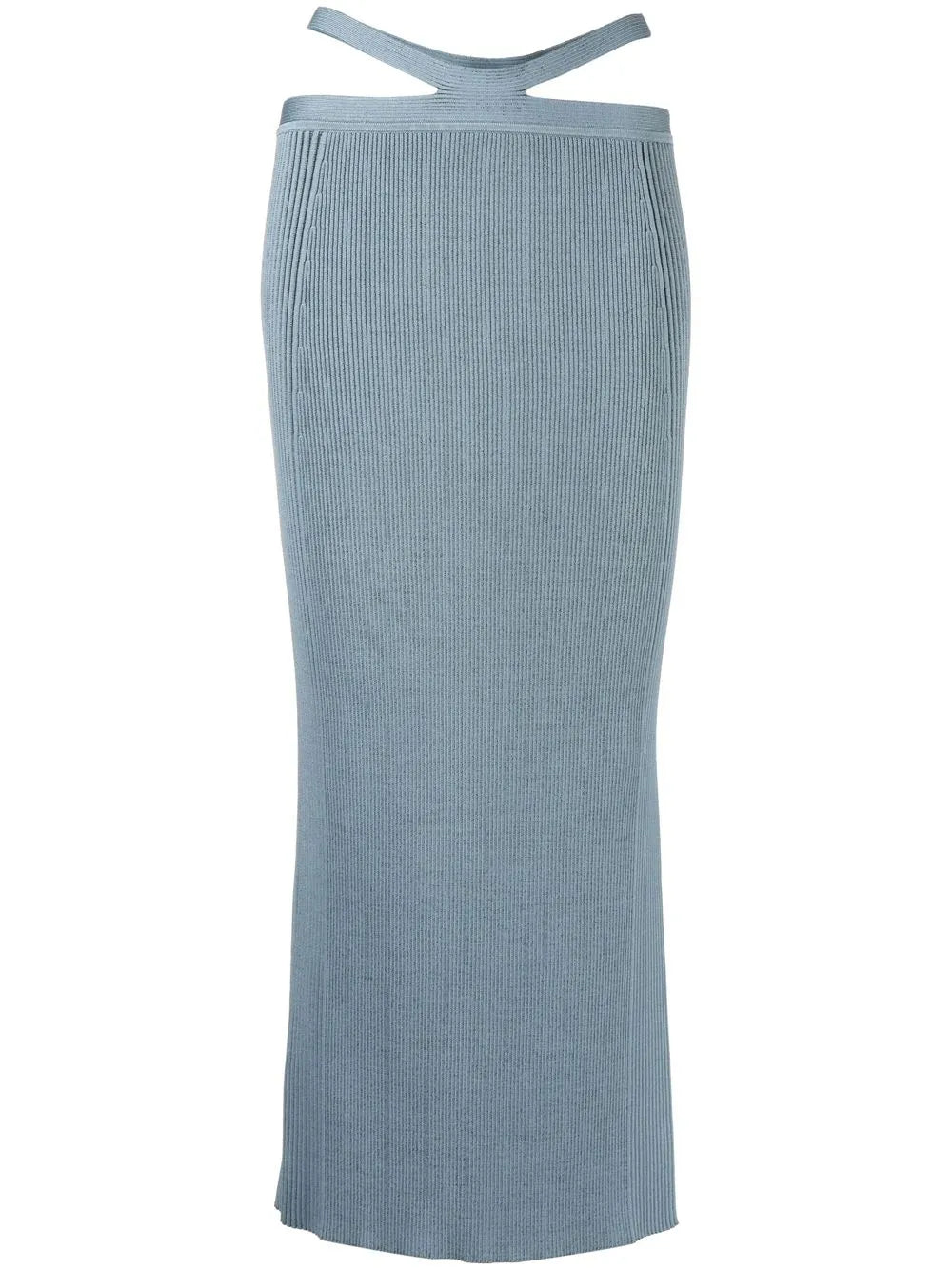 Side Ribbed-Detail Midi Skirt