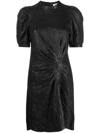 Short-Sleeved Leather Dress