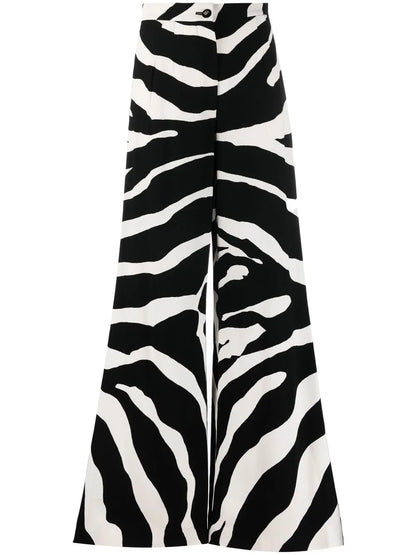 Zebra-Print Flared Trousers