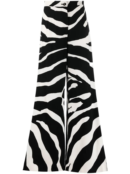 Zebra-Print Flared Trousers