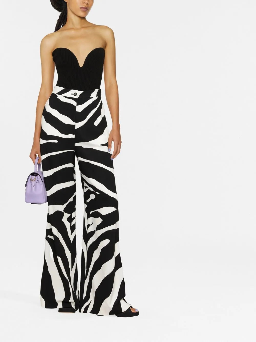Zebra-Print Flared Trousers
