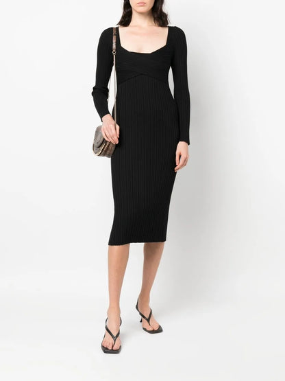 Ribbed-Knit Midi Dress