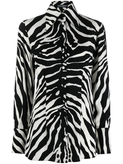 Zebra-Print Silk Shirt