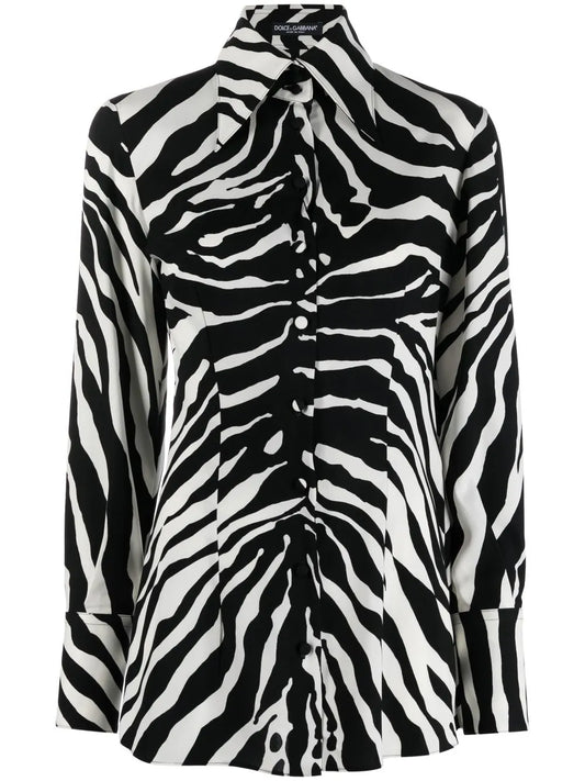 Zebra-Print Silk Shirt