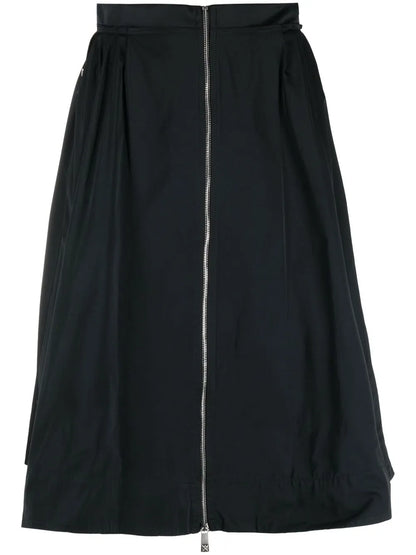Zip A-Line Midi Skirt