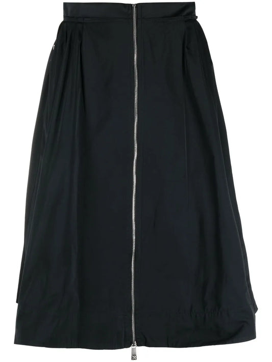 Zip A-Line Midi Skirt