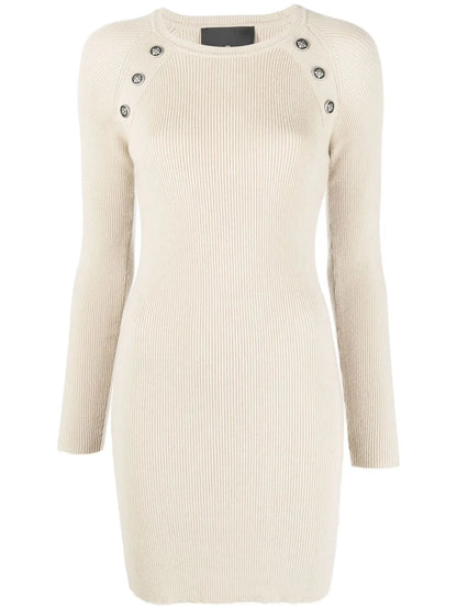 Button-Embellished Detail Dress