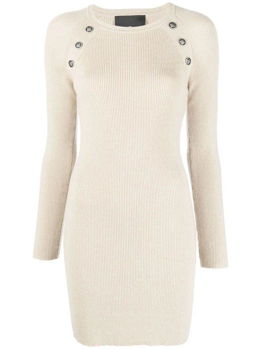Button-Embellished Detail Dress