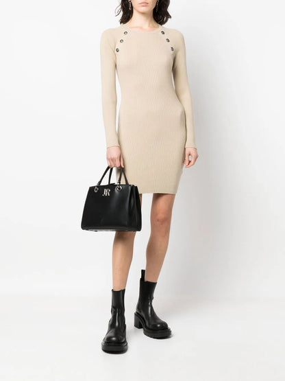 Button-Embellished Detail Dress