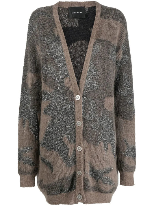 Panelled Knit V-Neck Cardigan