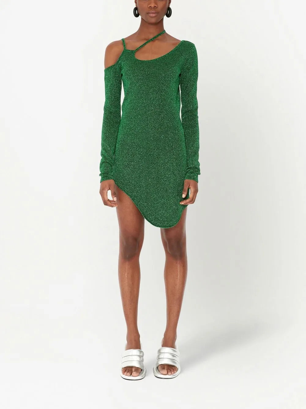 Glitter Cut-Out Asymmetric Dress