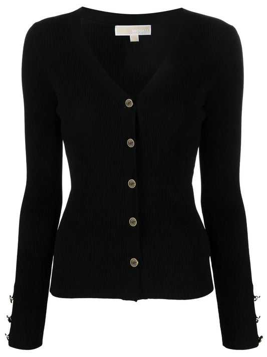 Logo-Debossed Button-Front Cardigan