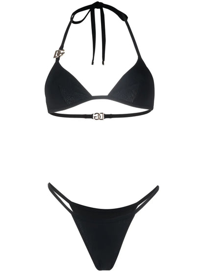 Logo-Plaque Halterneck Bikini Set