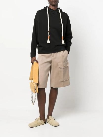 Rope-Drawstring Cotton Hoodie