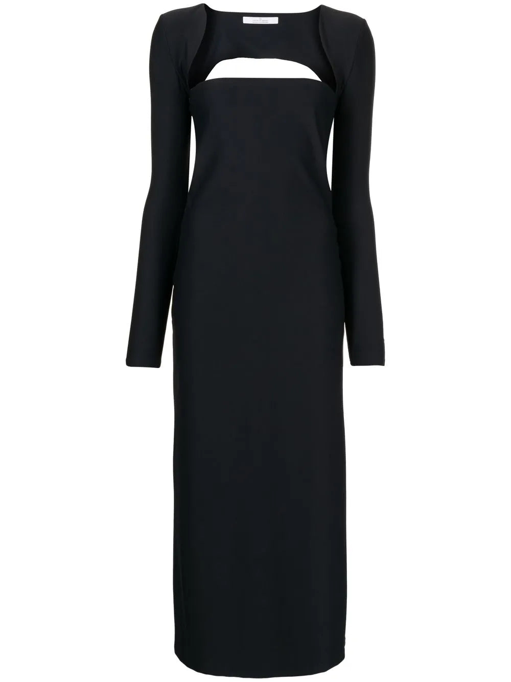 Square-Neck Long-Sleeve Midi Dress