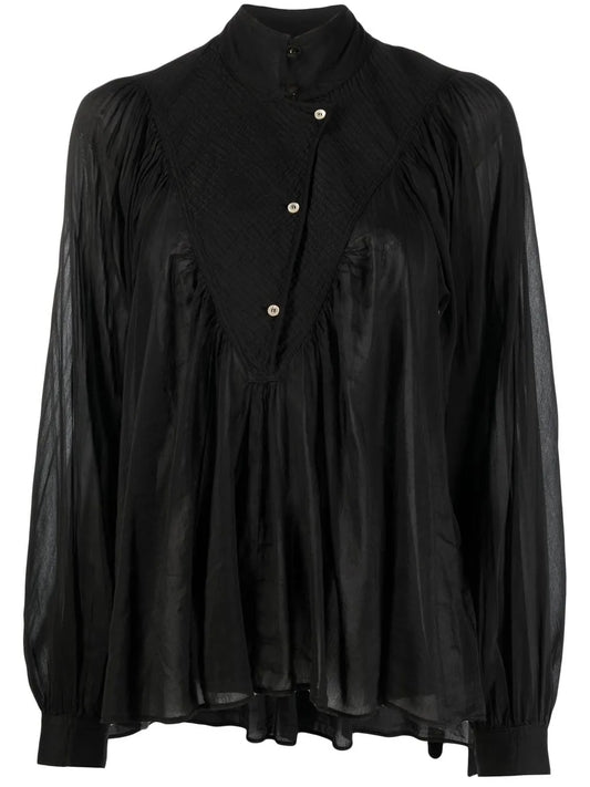 Gathered Long-Sleeve Shirt