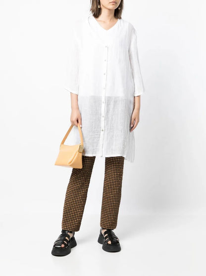 V-Neck Button-Up Shirt