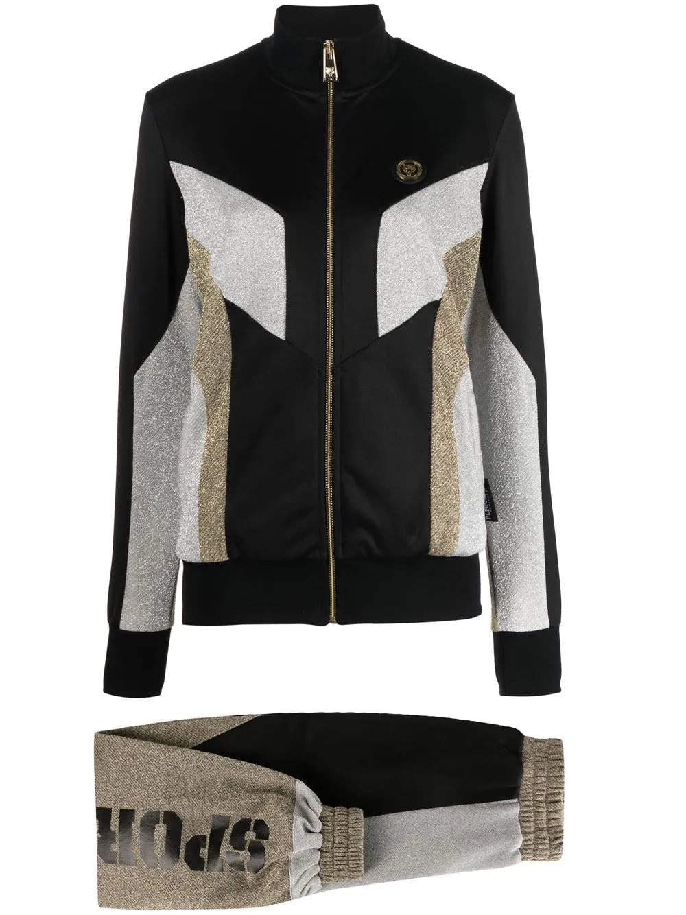 Metallic-Panelled Tracksuit Set