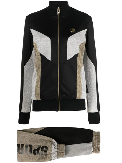 Metallic-Panelled Tracksuit Set