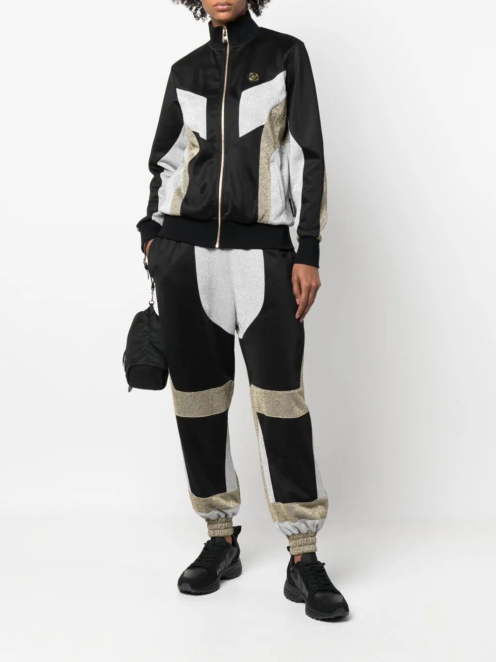 Metallic-Panelled Tracksuit Set