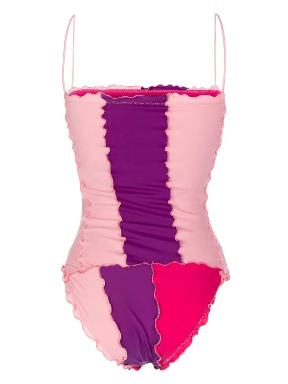 Ruffled Colour-Block Swimsuit