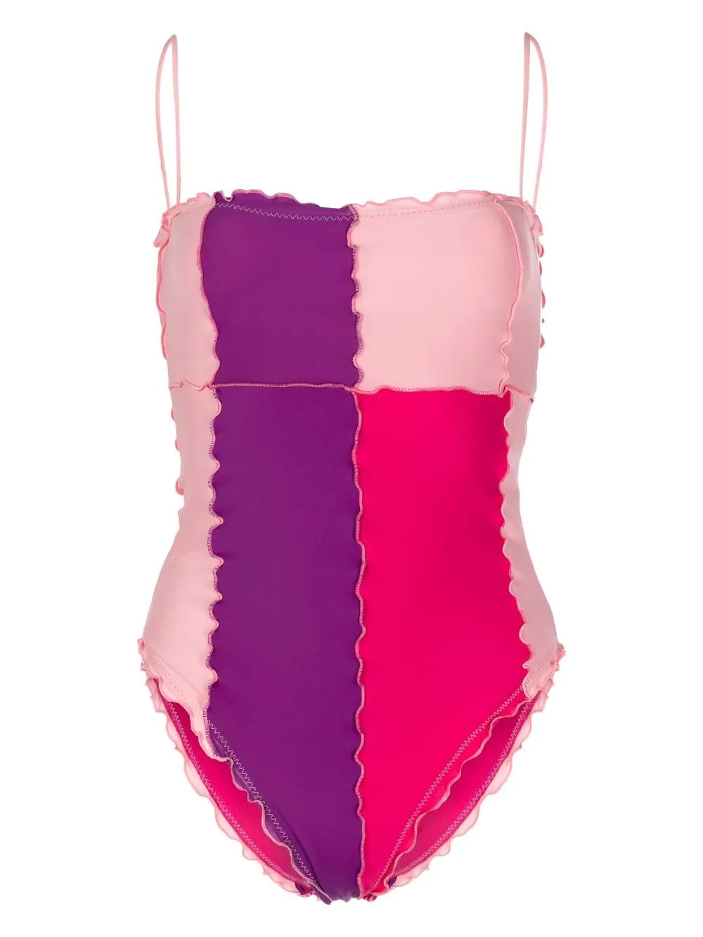 Ruffled Colour-Block Swimsuit