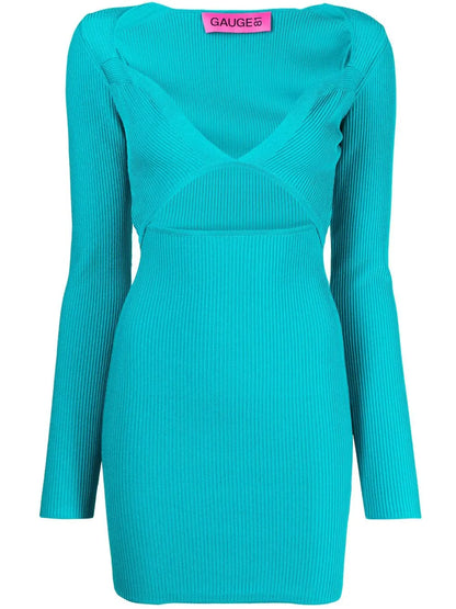 Ribbed Cut-Out Mini Dress