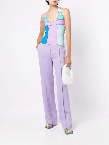 Colour-Block Halter-Neck Top