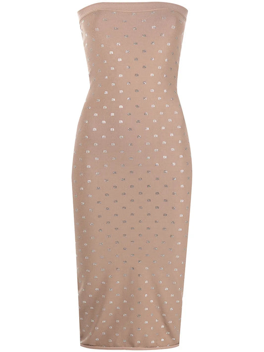 Strapless Midi Dress With Elastic