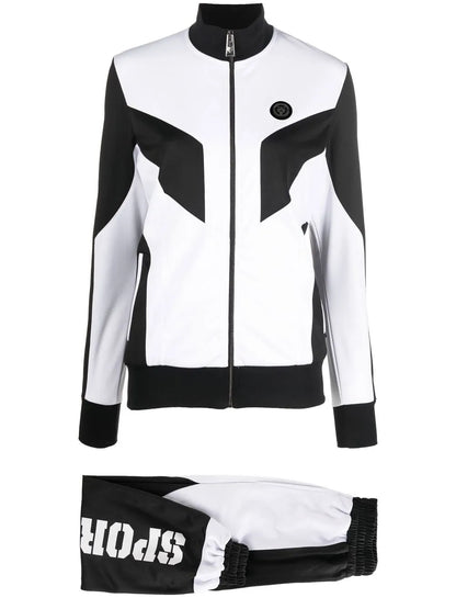 Colour-Block Panelled Tracksuit Set