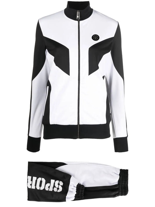 Colour-Block Panelled Tracksuit Set