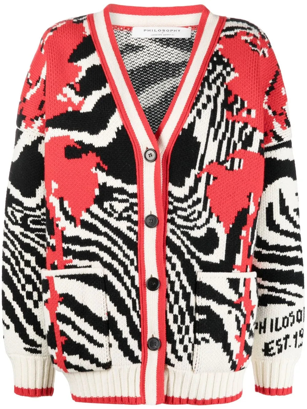 Zebra-Pattern Virgin Wool Cardigan