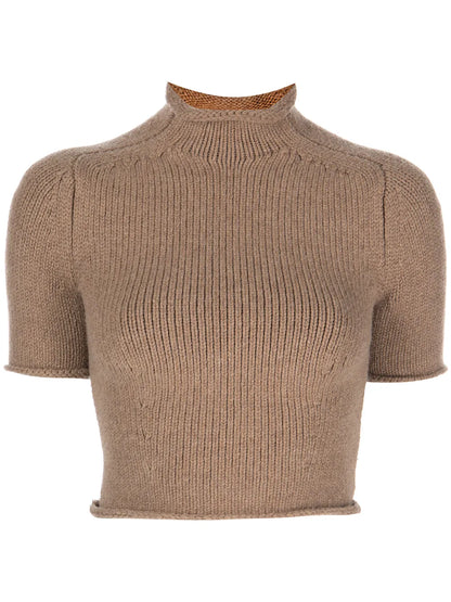 Compact Knit Tee With Jersey Roll Trims