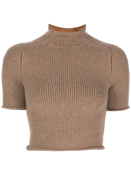 Compact Knit Tee With Jersey Roll Trims