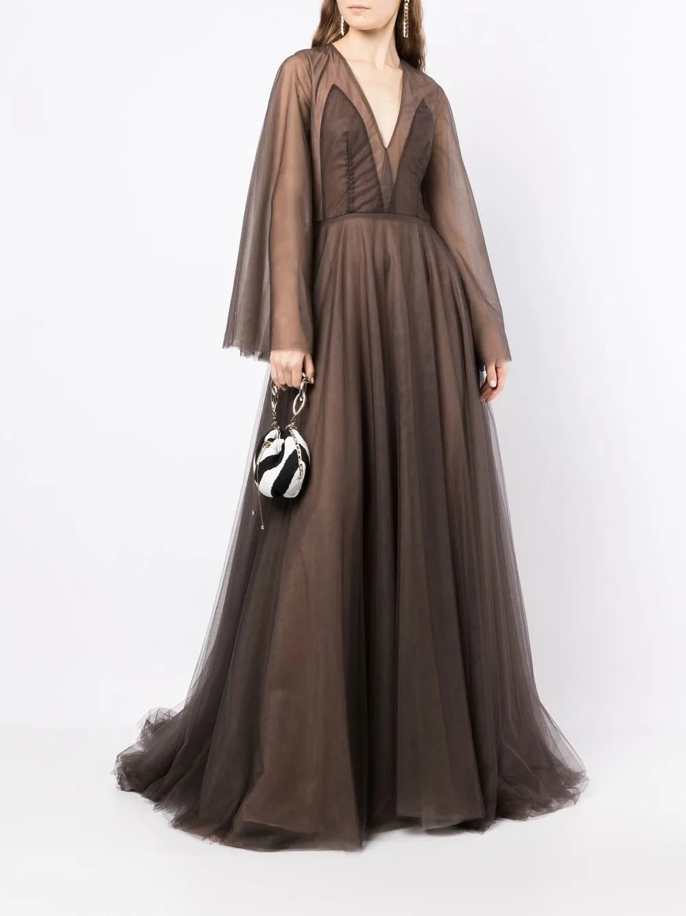 Sheer-Panel Evening Gown