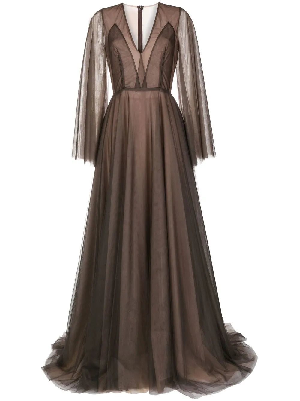 Sheer-Panel Evening Gown