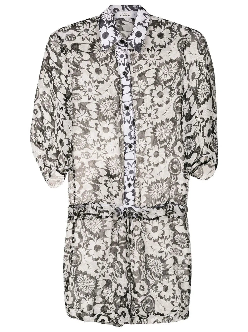 Floral-Print Silk Playsuit