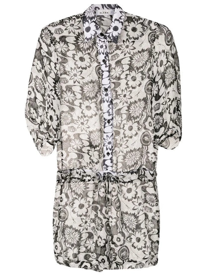 Floral-Print Silk Playsuit